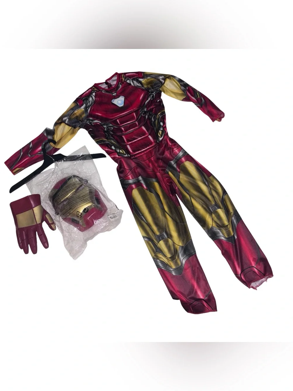 Marvel Avengers Iron Man Costume Small Red Gold Padded Muscle Jumpsuit S(4-6)
